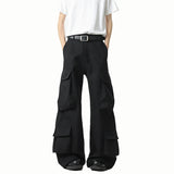 Riolio  Men Loose Fit Cargo Pants Workwear Trousers Multi Pocket Outdoor Casual Joggers Streetwear Hip Hop Drop Crotch Trousers for Men