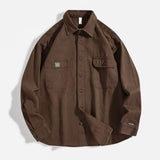 Riolio  Spring and Autumn New American Retro Tooling Brown Shirt Men's Long-sleeved Loose Casual Multi-pocket Shirt