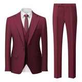( Jacket + Vest + Pants ) Solid Color Office Business Formal Men's Suit Three Piece Set Groom Wedding Dress Party Tailcoat