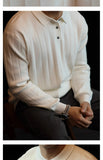 New Japanese Business Men Polo Sweater Light Luxury Knit Slim-fit Long Sleeve Pullover Premium Solid Color Basic Knitwear M-3XL