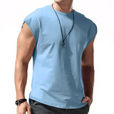 Riolio  Summer Mens Fitness Solid Color Sleeveless Top Men Breathable Sports Tank Top Fitness Running T-Shirt Tank Top