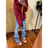 Riolio  American Spring and Autumn Street Men and Women Trendy Zipper Design Straight Tube Washed Jeans Couple Retro Casual Pants y2k