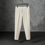 Riolio New Fashion Male Suit Pants Light Luxury Draped Cropped Button-down Business Casual Pants Premium Slim-fit Elegant Dress Trouser