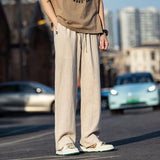 Riolio  Retro Pants Men Summer Loose Straight Pants Casual and Versatile Solid Color Pants