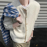 Riolio New American Style Men Cardigan Luxury Knitted Button-down Solid Color Long Sleeve Sweater Jacket Casual High Quality Knitwear