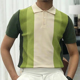 Riolio  Spliced short-sleeved polo shirt for men new high-end slim fit thin casual contrast knitted T-shirt