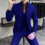 Riolio  Groom's Wedding Dress ( Jacket + Vest + Pants ) High End Brand Solid Color Men's Casual Business Office Formal Suit 3Pcs Sets