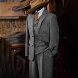 Riolio  Men's Three-piece Suit Herringbone Pattern Single Breasted Slim Fit Suits for Men Suit Set Luxury Costumes Man Formal Suits
