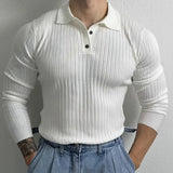 Riolio Trendy Preppy Styleslims Men's Long Sleeve Polo Shirt Embroidery Letter Style Vintage Loose-fit Half-zip Sweatshirt