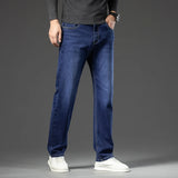 Riolio  Autumn New Men's Straight Loose Dark Gray Jeans Classic Style High Elasticity Baggy Pants Male Plus Size 40 42 44