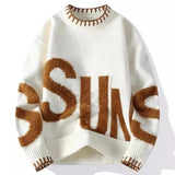 Riolio Trendy Men's Loose-Fit Knitted Sweater Casual Thickened Warm Round Neck Autumn/Winter Perfect For High School Students