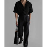 Riolio  Summer Short Sleeved Shirt Men Oversized Black White Casual Shirt Men Streetwear Korean Loose Hollow Shirt Mens Hawaiian Shirts
