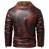 Riolio Male Outerwear Bomber Leather Jacket High-end Men's Fleece Warm Motorcycle Suit Collar Jackets Moto Biker PU Baseball Jackets