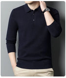 Riolio  100% Wool Lapel Thickened Wool Sweater Autumn and Winter Lead Sweater Men's Polo Knitted Long Sleeves