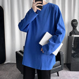 Riolio  Loose Long Sve round Ne T-irt for Men Spring Autumn Pure Color Base Layer irt Inner Wear Big Size Casual Faion
