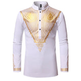 Riolio Men African Clothes Dashiki Print Shirt Fashion Brand African Men Business Casual Pullovers Work Office Shirts Male Clothing