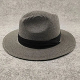Riolio  New Panama straw hat foldable big head circumference straw z  top  sun protection visor  men's hat