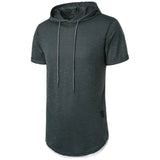 Riolio Summer Hooded Sweatwear New Mens Short Sleeve Loose T-shirt Solid Color Lightweight Hoodie Fitness Breathable Collar Tops