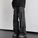 Riolio 2024 Spring Straight Casual Pants For Men Wide Leg Solid Color Cargo Pants Elastic Waist Harajuku Men's Pants