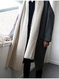 Riolio Autumn Winter Loose Casual Grey Black Soft Warm Woolen Cocoon Coat Men Lapel Double Breasted Korean Fashion
