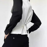 Riolio  Mens Vest Slim Back Shrink Belt Casual Tank Top Fashion British Style Business Elegant Vest Old Money Men'S Clothing New