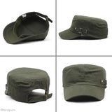 Riolio Washed Cotton Flat Caps Summer Autumn Adjustable Belts Army Cap Military Style Cadet Chapeau Women Men Outdoor Painter Hats