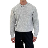 Riolio New British Retro Men Polo Neck Sweater Light Luxury Knit Loose Long Sleeve Pullover Casual Solid Color Premium Knitwear M-3XL