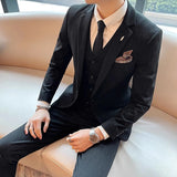 Riolio  ( Blazer + Vest + Pants ) High-end Formal Casual Business Striped Fashion Men's 3 Piece Suit Groom Wedding Dress Suit