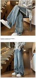 Riolio Jeans Men Denim Pants Elastic waist pull rope Straight Droop Vintage Loose Bottom Straight Wide Leg Casual Male Trouser