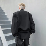 Riolio  Retro Silhouette Short Shoulder Padded Flight Jacket Men's Korean Style Trendy Brand Loose Casual
