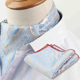 Riolio  Polyester Cravat Pocket Square Set Formal Necktie Handkerchief Ascot Self Tie Polka Dot Paisley Design Gentleman Necktie Gifts