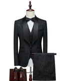 Riolio  Luxurious Patterned Suit Set 3 Pieces For Men High Quality Man Suits Wedding Groom Sets Plus Size Long Sleeved Tuxedo On Sale
