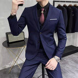 Riolio  Groom's Wedding Dress ( Jacket + Vest + Pants ) High End Brand Solid Color Men's Casual Business Office Formal Suit 3Pcs Sets
