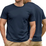 Riolio  Men's Cotton Solid T-shirt Summer Casual Crew Neck Short Sleeve Sport Tee