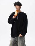 Riolio  hoodie Men Solid Color Round Neck Sweatshirt Long Sleeve Pullover Soft Comfortable Crewneck Sweatshirt For Autumn Casual Wear