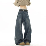 Riolio Wide Leg Jeans Men Denim Dark Blue Floor Sweeping Baggy Trousers Street Dance Hip Hop Unisex Urban Fashion Urban Streetwear