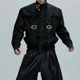 Riolio  Men Autumn Jacket Y2k Snake Scale Metal Buckle Jacket Streetwear Fashion Nightclub Stage Performance Top Men'S Clothing New