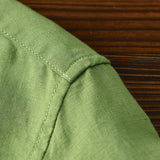 Green Cotton Linen Casual Shirts For Men Basic Classic Long Sleeve Turn-down Collar Breathable Clothing