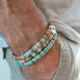 Riolio Mens bracelet set Mens beaded bracelet Surfer style bracelet.Mens bracelet stack Stacking bracelets Stretch Boho bracelets