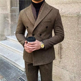 Riolio  New Vintage Men's Suit 2 Pieces Business Formal Casual Double Breasted Slim Fit Suits Party Wedding Dress Costume Male Suit