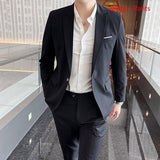 Boutique Solid Color Men's Casual Office Business Suit Three and Two Piece Set Groom Wedding Dress Blazer Waistcoat Trousers