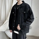 Black Denim Short Jacket Men Jeans Jacket Coats Casual Windbreaker Pockets Overalls Bomber Streetwear Man Clothing Outwear