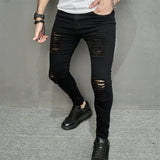 Riolio Streetwear Ripped Slim Men Pencil Jeans Pants Stylish Male Hip Hop Stretch Holes Casual Denim Trousers