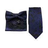 Riolio  Business Men Tie Set With Bowtie Pocket Square Cufflinks Necktie Suit Set Paisley Dot Floral Style New Fashion Classic Bow Tie