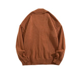 Riolio Autumn Winter Men Casual V-Neck Cardigan Sweaters Solid Color Long Sleeve Outerwear Single-breasted Male Loose Knitted Coats