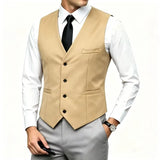 Riolio  Men's Wedding Formal Suit Vest Slim Fit V-Neck Waistcoat Business Party Sleeveless Men's Clothing