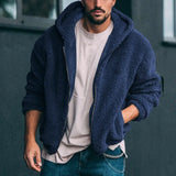 Riolio Zipper Vintage Jacket Coat Men Casual Streetwear Turn Down Solid Overcoat with Pocket Autumn and Winter Outwear