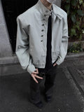Riolio American Retro Multi-button Stand Collar Design Jacket Men Korean Hip Hop Coat High Street Hip-hop Solid Color Classic Jacket