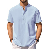 Riolio Summer Men's Cotton Linen T-Shirt Lightweight Breathable Beach Style Tees Short Sleeve Casual Hawaii Vacation Tops
