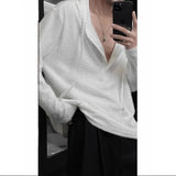 Riolio  Autumn Men's Knitted Hooded Sweater Casual Half-cardigan Button-down Solid Color Long Sleeve Hoodie Texture Loose Knitwear M-2XL